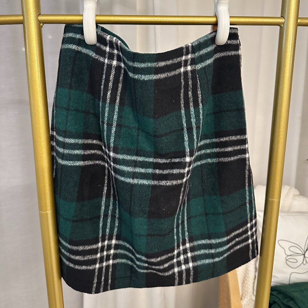Women's Plaid Mini Skirt High Waist Plaid Skirt Tight Pencil Wool Mini Skirt